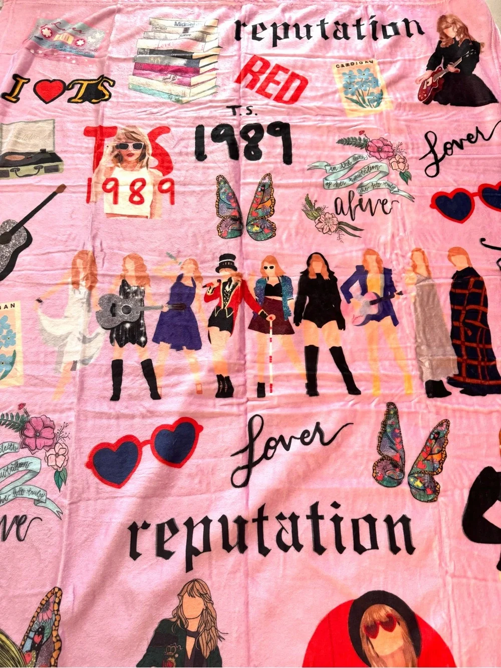 Taylor Swift Lavender Graphic Throw Blanket - Purple, Red, Black